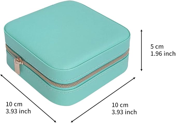 Jewelry Case with Mirror, Small Travel Jewelry Organizer, Portable Mini Storage Box for Rings, Earrings, Necklaces, Gift for Mother Mom, Girl, Daughter, Sisters, Bridesmaids, Mother's Day Gift (Blue)