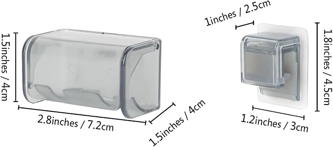 Toothbrush Holder Wall Mounted with Cover for Bathroom, 2 Slots Toothbrush Storage Organizer for Shower, Self Adhesive Toothbrush Hanger with Toothpaste Clip