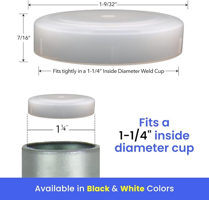 1-1/4" Deluxe Wrought Iron Patio Furniture Feet Glides, Round Plastic Chair Leg Caps, Floor Protector for Chairs, Pack of 25, White