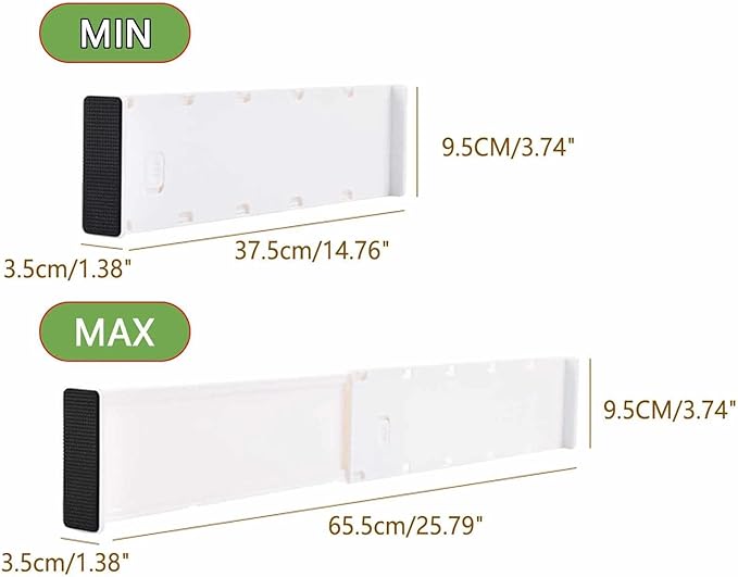 ChefktCove 4 Pack Drawer Dividers for Clothes, 3.74" High 14.76"-25.79" Adjustable Expandable Dresser Drawer Organizer, Clear Plastic Separators for Dresser, Baby Clothing, Underwear, Cosmetic