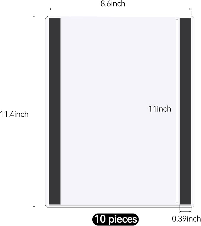 10 Pcs 8.5'' x 11'' Rigid Magnetic Sign Holders - Clear Plastic Document Frames with Magnet Borders for Letter Size Posters - Perfect for Home, Office, and Store Displays