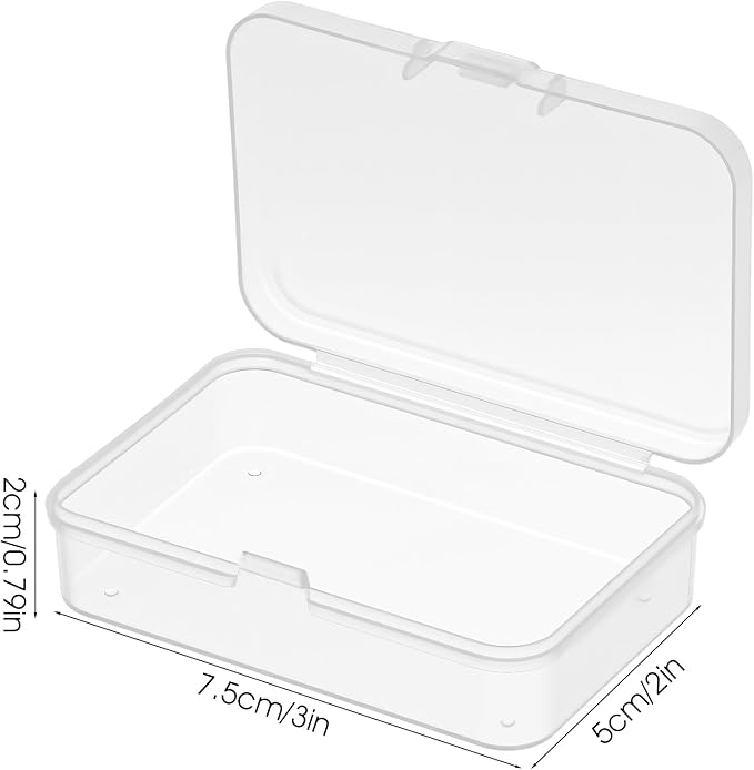 10 Pcs Mini Plastic Storage Containers Box with Lid, 2.9x2x0.78 Inches Clear Rectangle Box Bead Organizer Board Game Storage for Collecting Small Items Beads Playing Cards, Business Cards, Crafts