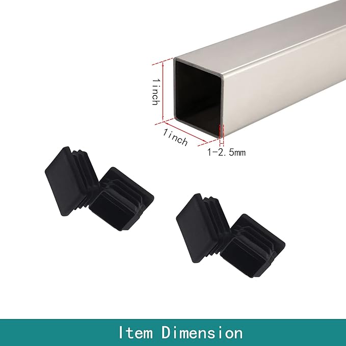 1 Inch1 x1 Square Tubing End Caps (10 PK),1" 1x1Square Tubing Plug Tube End Caps Fence Post Pipe Cap Cover Tubing Insert Chair Glide Finishing Plugs