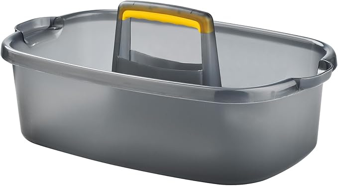 ALINK Plastic Cleaning Storage Caddy with Handle, Large Shower Caddy Basket Organizer for Dorm, Bathroom, Tool, Garden, Kitchen, Cleaning Supplies - Transparent Gray