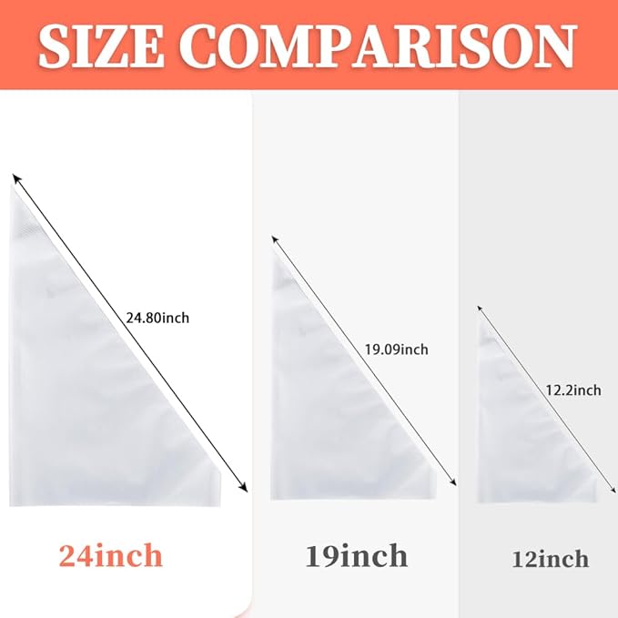 24 Inch Extra Large Piping Bags Disposable,50 Pack Thick Pastry Bags with 6 Bag Ties, Heavy Duty Icing Bags for Frosting,Cream and Pastry Filling,Cake Decorating bags