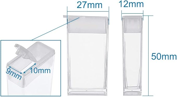 FASHEWELRY 100Pcs Plastic Flip Top Seed Bead Small Storage Containers 2x1 Rectangle Transparent Clear Box Package Candy Favor Empty Box Organizers