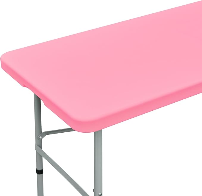 Fitted Rectangle Tablecloth 24 x 48 Inch Elastic Table Cloth for 4ft Table, Stretch Spandex Tables Cover Pink Washable Polyester Top Cap Cover for Dining Picnic Camping Indoor and Outdoor