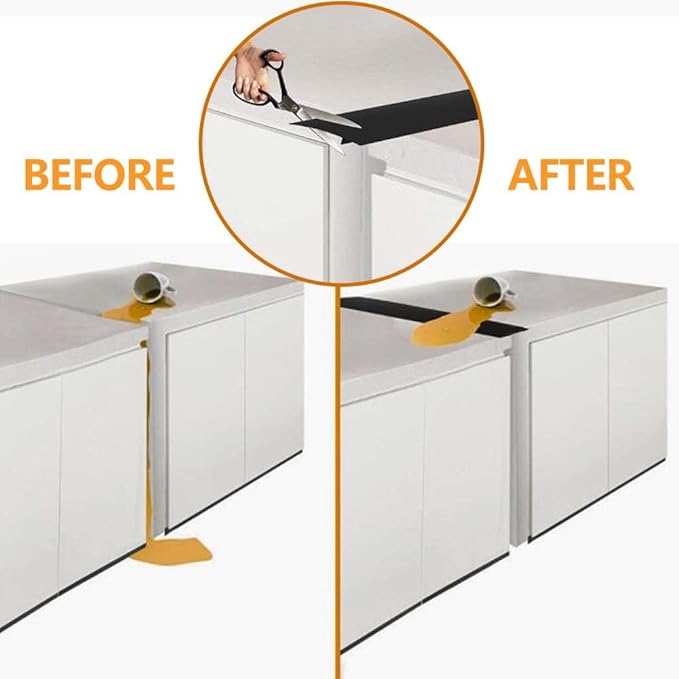 Stove Gap Covers Kitchen Counter Gap Covers (25 Inch, 2 Pack) Heat Resistant Oven Gap Filler Seals Gaps Between Stovetop and Counter, Easy to Clean, Black