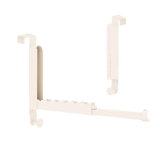 Over The Door Drying Rack, Foldable Portable Over The Door Hooks Hanger with Towel Racks for Coat Clothes Laundry Bathroom Bedroom Travel Hangers (Milky White, 1 Pack)