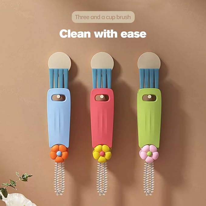 3 in 1 Cup Lid Cleaning Brush, Multifunctional Crevice Portable Cup Lid Cleaning Brush for Bottle Gap Tight Spaces Cup, Crevice Clean Brush for All Type Bottle (6PCS)