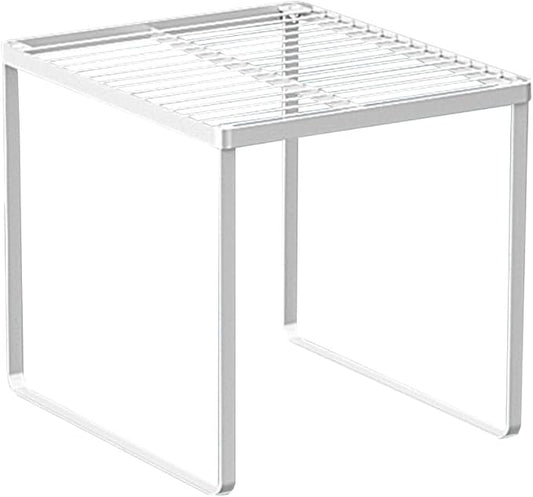 Kitchen Cabinet Storage Shelf Stackable Wire Spice Rack Organizer Heavy Duty Space Saver for Bathroom Bedroom Closet Laundry Room Office Countertop - White, Pack 1