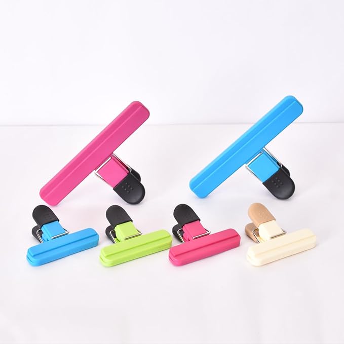 12 PCS Chip Clips Bag Clips Food Clips for Bags Sealing Clip Large Size Food Bag Clips for Food Storage Kitchen and Home（6.1in x4，3.07in x8）