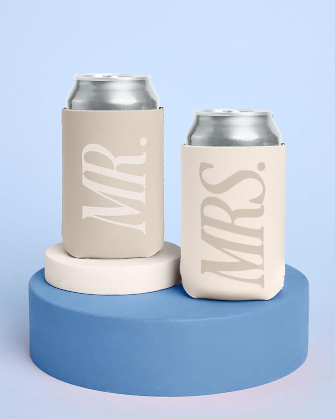 xo, Fetti Mr And Mrs Drink Sleeve Set – 2 pack | Bride Drinkware, Bridal Shower, Bachelorette Gift, Engagement Party, Couple Travel, Husband and Wife