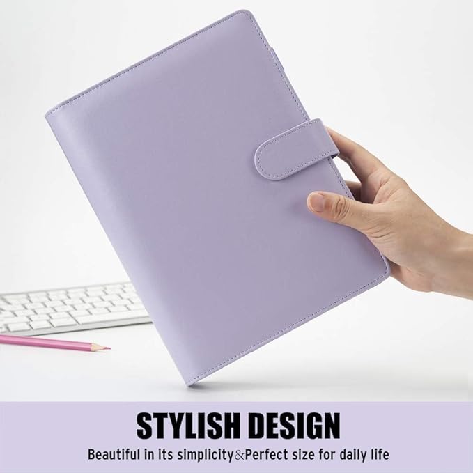 Sooez A5 Notebook Photocard Binder, 6 Budget Binder Ring Planner with Stylish Design, Loose Leaf Personal Organizer Binder Cover with Magnetic Buckle, Macaron PU Leather Binders(Dark Green)