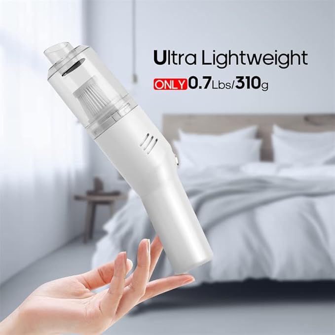 Wireless Mini Car Vacuum Cleaner(400g) Portable Rechargeable,Handheld Vacuums, Mini but Mighty Dust Busters Cordless Rechargeable,Hand Held Vac for Car/Desk V06/white