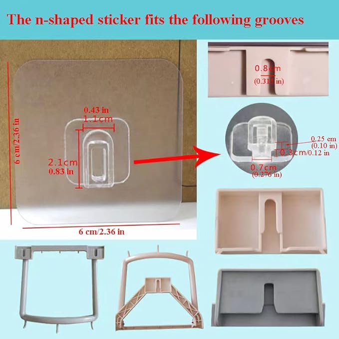 12 PCS Wall Mounted Replacement Sticky Pads for Kitchen Bathroom Shower Caddy Organizer Rack Holder Nail Free Adhesive Hooks (n Shape)