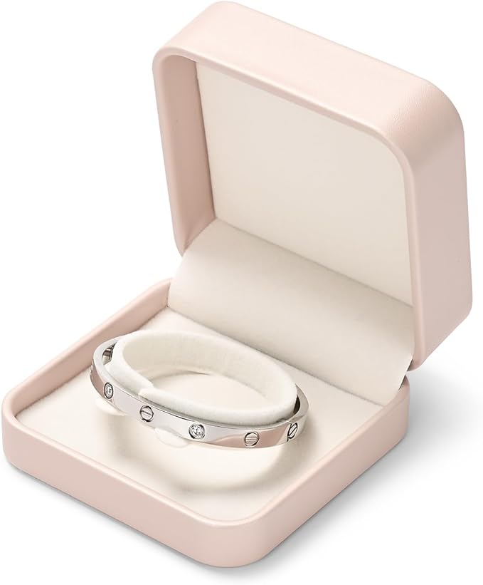 Oirlv Luxury Leather Bracelet Gift Box Bangle Box Jewelry Case Storage Case Organizer Holder(Pink)