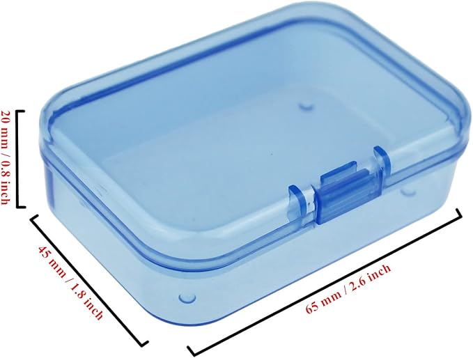 Goodma 30 Pieces Mini Rectangular Plastic Boxes Empty Storage Organizer Containers with Hinged Lids for Small Items and Other Craft Projects (Blue, 2.6 x 1.8 x 0.8 inch)