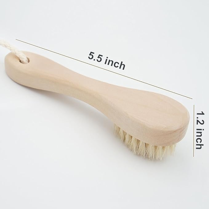 Wooden Facial Cleansing Brush Natural Bristles Wood Handle Wash Clean Exfoliate Scrub Cleaning Brushing Exfoliating Exfoliation Skin Care Face Cleanser Brushes 2 Pack Set
