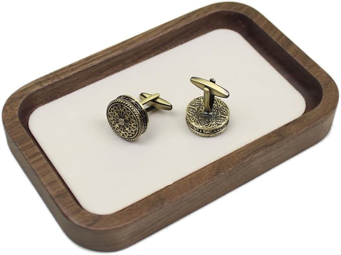 Walnut Solid Wood Square Jewelry Display Tray for Elegant Presentation of Your Finest Pieces, Perfect for Personal Use Men Gift White