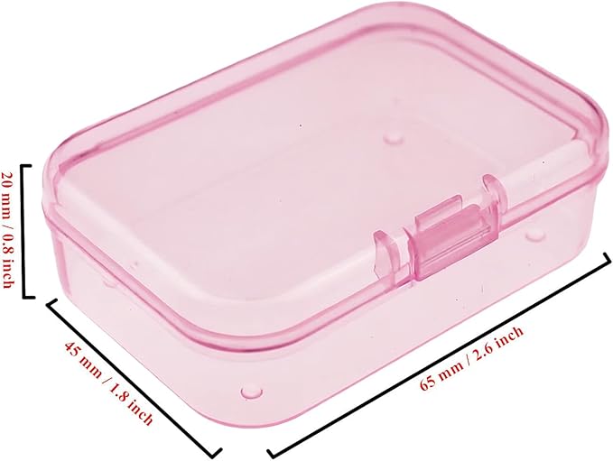 Goodma 30 Pieces Mini Rectangular Plastic Boxes Empty Storage Organizer Containers with Hinged Lids for Small Items and Other Craft Projects (Pink, 2.6 x 1.8 x 0.8 inch)