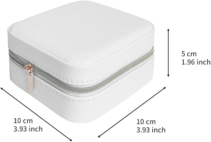 Jewelry Case with Mirror, Small Travel Jewelry Organizer, Portable Mini Storage Box for Rings, Earrings, Necklaces, Gift for Mother Mom, Girl, Daughter, Sisters, Bridesmaids, Mother's Day Gift (White)