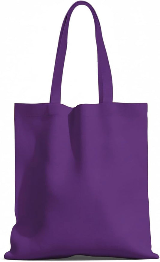 1 Pack Available Premium Canvas Reusable Tote Gift Bags,Made of Natural Canvas with Handle,Work,DIY,Shopping(Deep Purple)