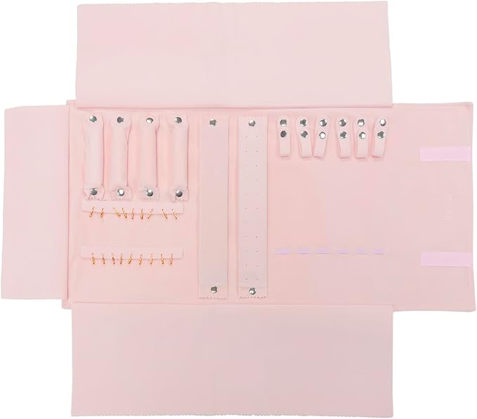 UnionPlus Velvet Travel Jewelry Case Roll Bag for Necklaces Brackets, Great Jewelry Organizer for Travel, Multi Jewelry Organizer, Pink