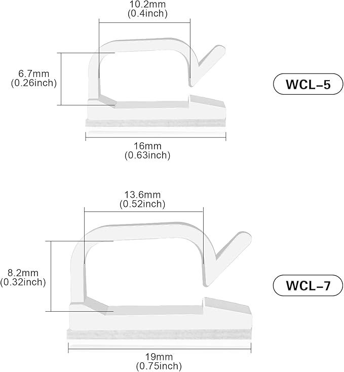 XHF 3/4” Adhesive Cable Wire Clips White 60pcs, Cable Staples Outdoor Cable Management Wire Organizer Cord Holder for Under Desk, Car, Wall, TV PC Ethernet Cable