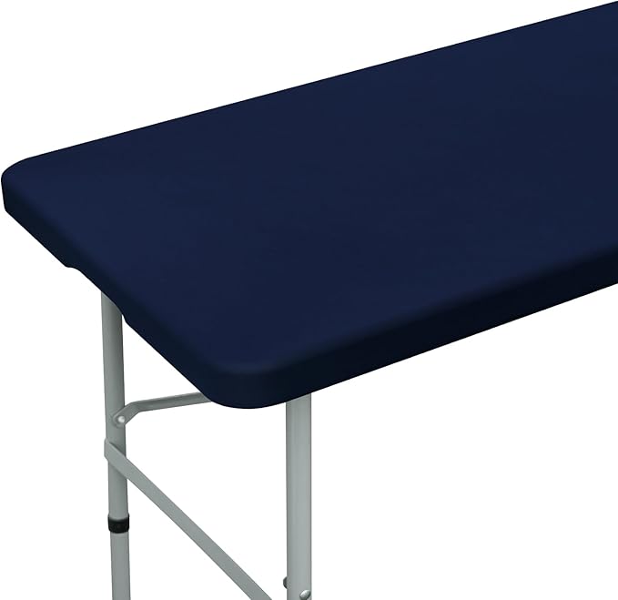 NEWISHER Fitted Rectangle Tablecloth 36 x 48 Inch Elastic Spandex Polyester Table Cover Navy Washable for Dining Picnic Camping Indoor and Outdoor
