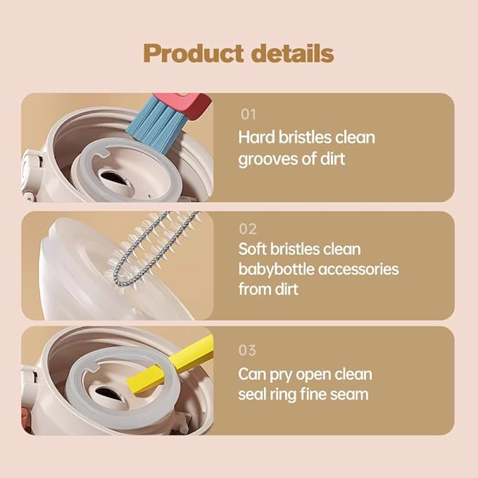 3 in 1 Cup Lid Cleaning Brush, Multifunctional Crevice Portable Cup Lid Cleaning Brush for Bottle Gap Tight Spaces Cup, Crevice Clean Brush for All Type Bottle (6PCS)