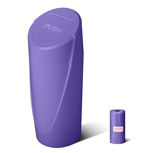 SGLRT Car Trash Can Bin with Lid - Car Garbage Can Cup Holder - Purple Mini Leakproof Vehicle Garbage Bin with 20pcs Trash Bags-Automotive Organizers and Storage for Front Back Seat Accessories
