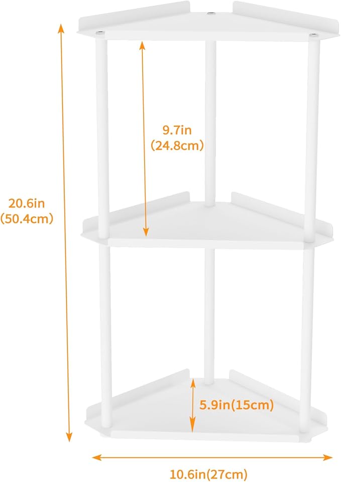 3 Tier Bathroom Counter Organizer, Vanity Organizer Corner Shelf, Skincare, Makeup Countertop Organizers, Kitchen, Bathroom Counter Storage, White