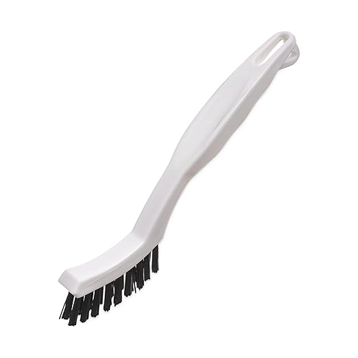 SPARTA Flo-Pac Grout Brush with Nylon Bristles, Scrubber with Handle for Bathroom and Kitchen Tile, 8", White