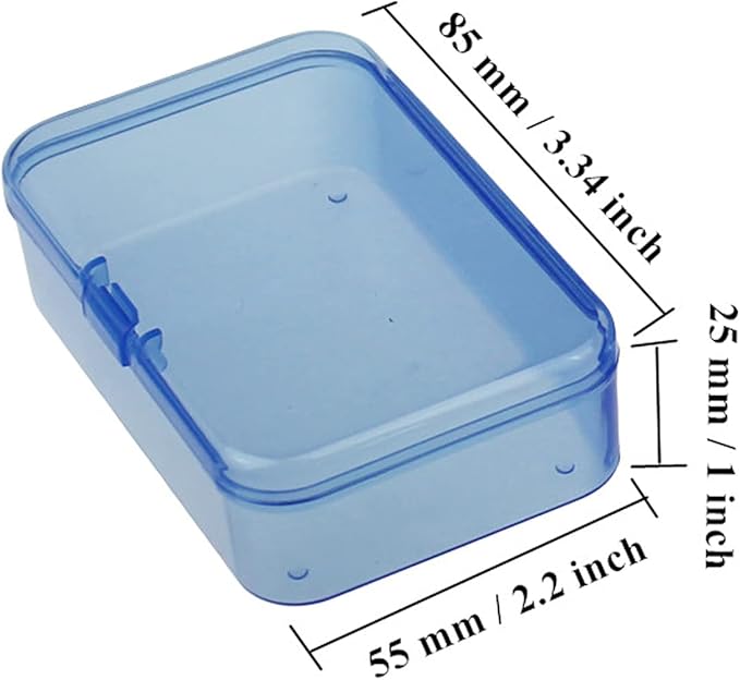 Goodma 12 Pieces Mini Rectangular Plastic Boxes Empty Storage Organizer Containers with Hinged Lids for Small Items and Other Craft Projects (Blue, 3.3 x 2.2 x 1 inch)