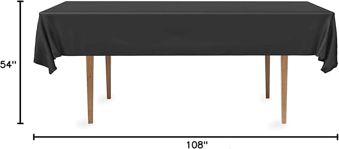 DecorRack 24 Pack Rectangular Tablecloths BPA-Free Plastic, 54 x 108 inch, Dining Table Cover Cloth for Parties, Picnic, Camping and Outdoor, Disposable or Reusable in Black (24 Pack)