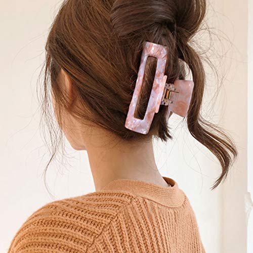 Big Claw Tortoise Banana Pink French Celluloid Leopard Print Clips for Women's & Girls' Thick and Thin Hair - 3.3 Inch, Strong Hold, 2 Color Options (2 Packs)