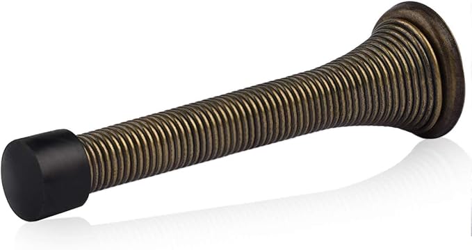 HOMOTEK 36 Pack Spring Door Stopper with Rubber Bumper 3-1/8" Flexible Spring Heavy Duty Wall Door Stop Low Mounted Door Bumper for Home (Antique Brass)