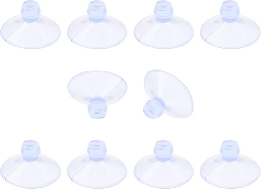 10 Pack Glass Tableholders - 18mm Rubber Suction Cups, Anti-Collision Transparent Holders, Desk Suction Pads for Furniture