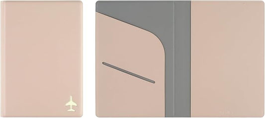 Fenice Plain Simple Passport Cover Holder Wallet Case for Travel Essential RFID Blocking Vegan Leather Waterproof (PINK)