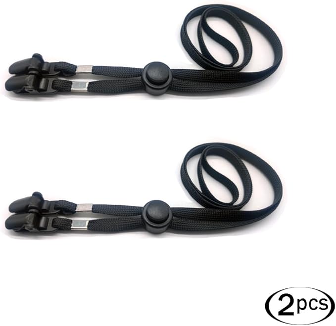 Hat Strap 2PCS, Adjustable with Clips, Very Suitable for Outdoor Activities, Anti-Lost and Anti-Wind (Black)