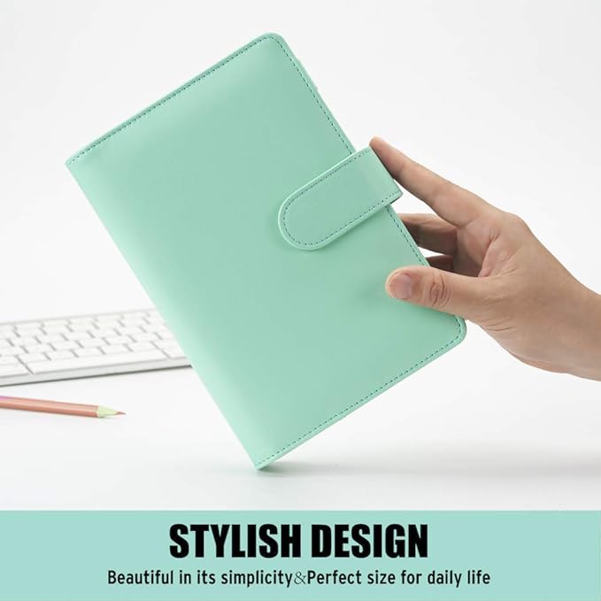 Sooez A6 Notebook Binder, 6 Ring Planner with Stylish Design, Loose Leaf Personal Organizer Binder Cover with Magnetic Buckle Closure, PU Leather Binders for Women with Macaron Colors, 7.48"x5.2"