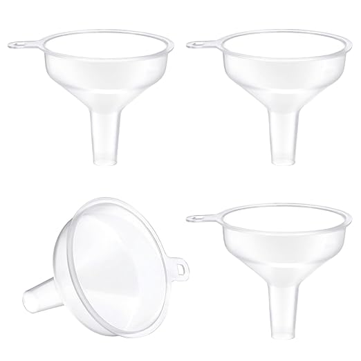 Small Funnels 4 Pack Food Grade Water Bottle Funnel for Powder, Liquids, Suitable for Kitchen Juice Lab Skin Care Lotion Essential Oils