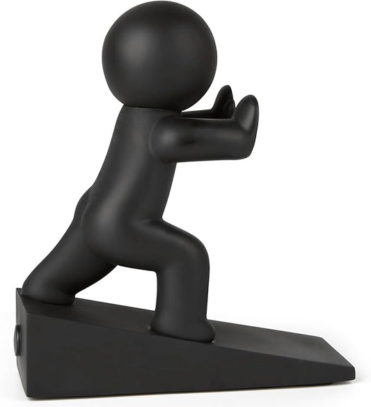 Cute Door Stopper Wedge, Non-Slip Door Stops for Bottom of Door, Keep Doors Open for Kids Pets, Black, 1 Pack (Patented)