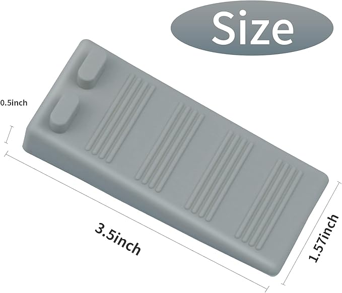 Thin Door Stoppers for Bottom of Door Small Rubber Wedge Flexible and Non Scratching Door Holder - Smart Stackable Slip-Resistant Design (Gray)