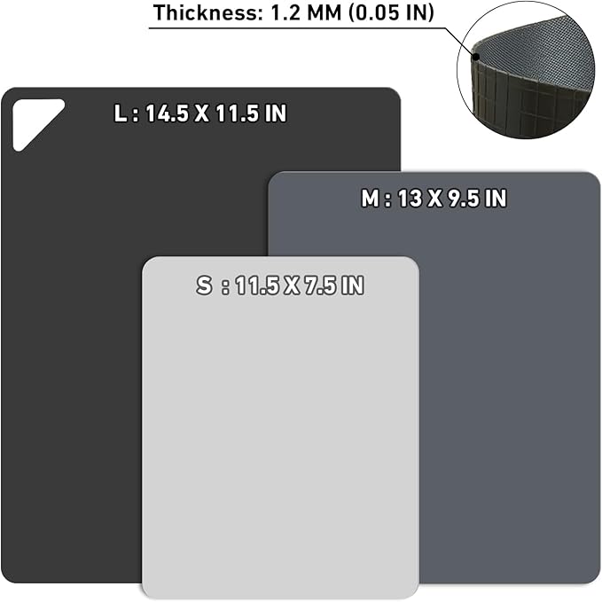 WK Flexible Plastic Cutting Boards Mats for Kitchen, Flexible Non Slip Cutting Mat, Thin Cutting Sheets, BPA Free, Dishwasher Safe, Multi Sizes