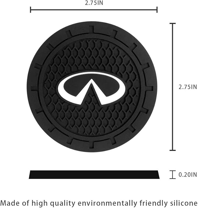 Car Interior Accessories for Infi?ti Cup Holder Insert Coaster - Silicone Anti Slip Cup Mat for in?niti QX50 Q50 Q70 Q70L Q60 QX30 QX60 QX80 (Set of 2, 2.75" Diameter)