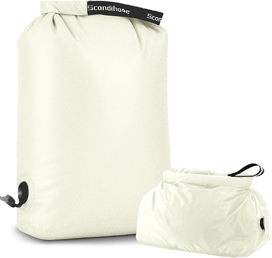 Travel Laundry Bag, Pump Free Vacuum Storage Bag Reusable Compression Dirty Clothes Travel Bag Waterproof Wet Dry Bags Large Capacity Space Saver Bags Camp Clothes Organizer (1 Pcs)(White, M)