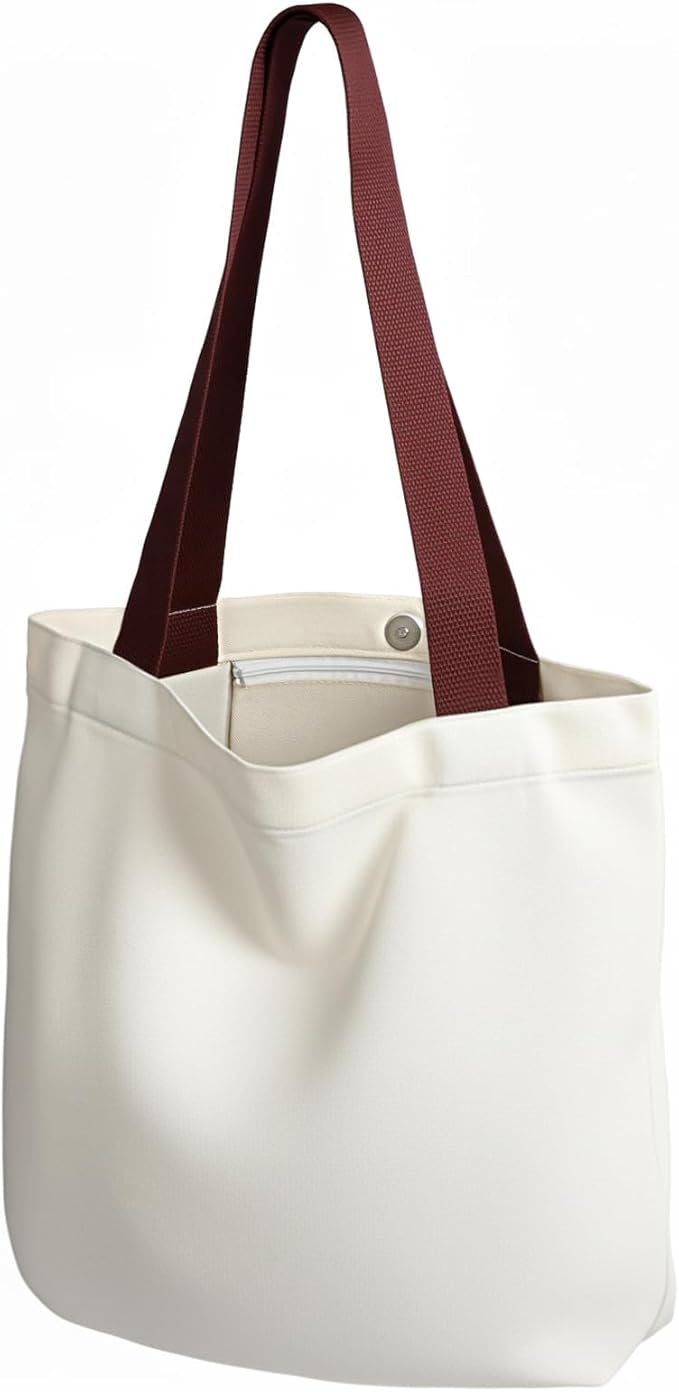 1 Pack Available Premium Canvas Reusable Tote Gift Bags,Made of Natural Canvas with Handle,Work,DIY,Shopping(Brown)