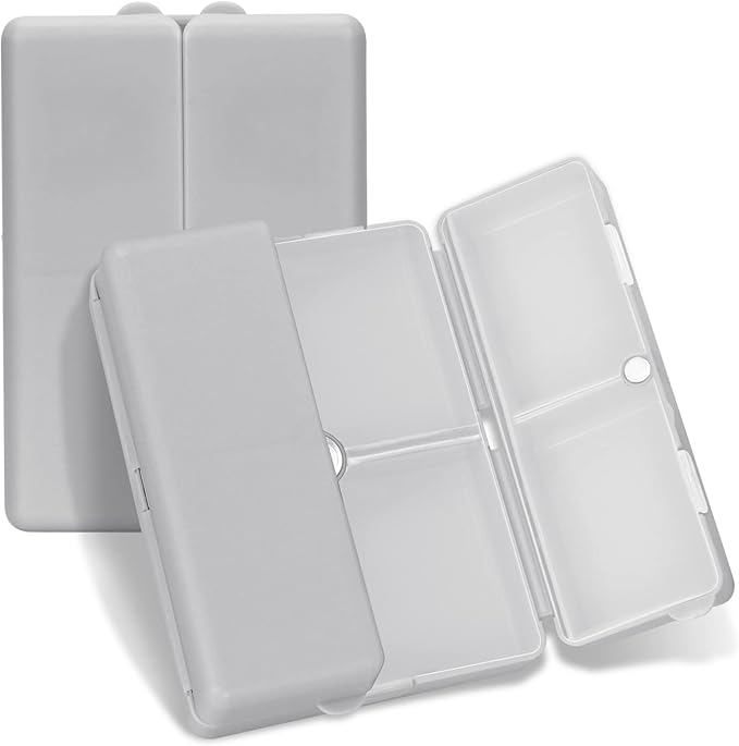 FYY Daily Pill Organizer,7 Compartments Portable Pill Case Travel Pill Organizer,[Folding Design] Pill Box for Purse Pocket to Hold Vitamins,Cod Liver Oil,Supplements and Medication-Grey